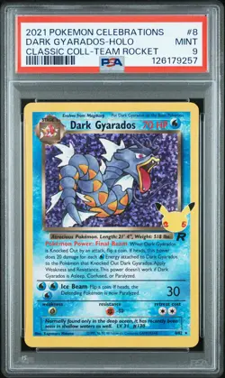 2021 POKEMON CELEBRATIONS CLASSIC COLL #8 DARK GYARADOS-HOLO PSA 9 - Image 1