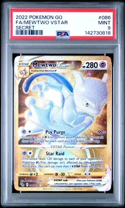 2022 POKEMON GO SECRET #086 FULL ART/MEWTWO VSTAR PSA 9 - Image 1