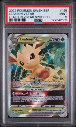 2022 POKEMON SWSH BLACK STAR PROMO #195 LEAFEON VSTAR PSA 9 - Image 1