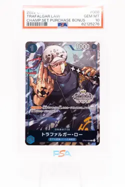 [PSA 10] One Piece Japanese Trafalgar Law ST03-008 Championship Set - Image 1
