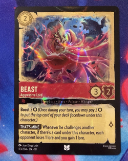Disney Lorcana Beast Aggressive Lord 113/204 FOIL - Image 1