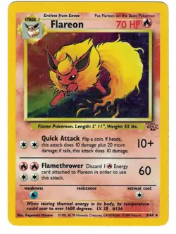 Pokemon Flareon Holo Card Jungle 3/64 - Image 1