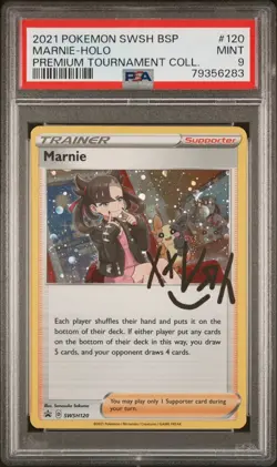 2021 POKEMON SWSH PROMO MARNIE PREMIUM TOURNAMENT COLLECTION MARNIE-HOLO PSA 9 - Image 1