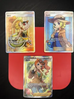 Pokemon TCG 3 Card Lot Trainer Supporter Full Art Holo KOR Nita Lady Sonia RARE! - Image 1