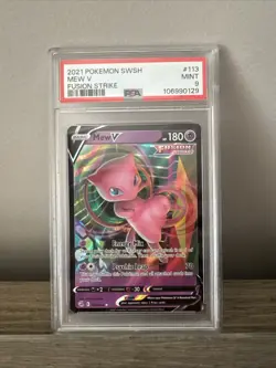 2021 Pokemon SWSH Fusion Strike Mew V #113 PSA MINT 9 - Image 1