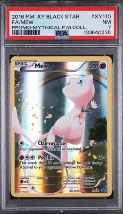 2016 POKEMON XY BLACK STAR PROMO MYTHICAL POKEMON COLL #XY110 FULL ART/MEW PSA 7 - Image 1