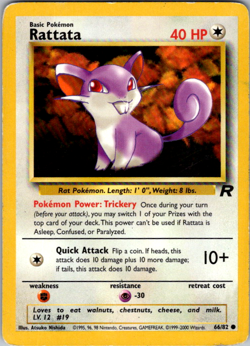 Rattata 66/82 2000 Team Rocket Set Pokemon Card TCG Vintage WOTC Common - Image 1