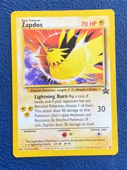 Zapdos 23 promo Vintage WOTC Black Star Promo (1999) Pokemon the Movie 2000 - MP - Image 1