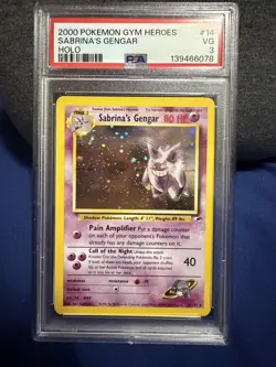 Pokemon Gym Heroes Sabrina's Gengar Holo Rare 14/132 PSA 3 2000 - Image 1