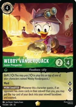 Disney Lorcana Whispers In The Well Webby Vanderquack Non Foil 93/204 - Image 1