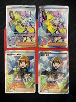 Pokemon TCG 4 Card Lot Trainer Supporter Full Art Holo Korean Iono Gardenia NM+ - Image 1