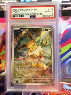 2025 POKEMON SVP EN-SV BLACK STAR PROMO #173 EEVEE PSA 8 - Image 1
