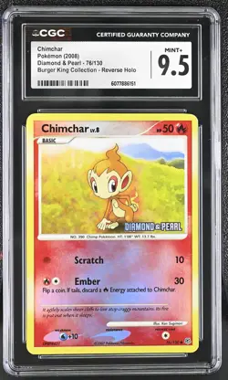 CGC 9.5 Chimchar D&P 76/130 Burger King Reverse Holo Stamped Pokemon Card - Image 1
