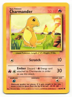 Charmander 46/102 Common Base Set Pokemon NM - Image 1