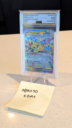 Pokemon Pikachu ex Holo #057/191 Surging Sparks 2024 - AGS 10 Gem Mint✅ - Image 3