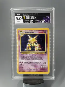 1999 Pokemon Base Set 2 Alakazam Holo #1/102 HGA 9 MINT - Image 1