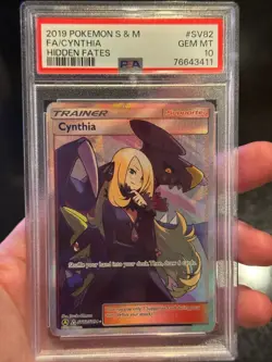 2019 Pokemon Sun & Moon Hidden Fates CYNTHIA Full Art Trainer #SV82 PSA 10 - Image 3