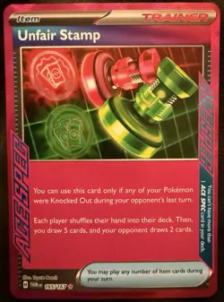 Unfair Stamp 165/167 Sv06 Twilight Masquerade Ace Holo NM Pokemon English - Image 1