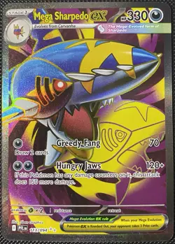 Mega Sharpedo ex 113/094 Me02: Phantasmal Flames Holo - Pokemon Card - Image 1