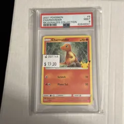 Charmander 9/25 McDonalds Pokemon 25th Anniversary Holo Promo PSA 9. G001144 - Image 1