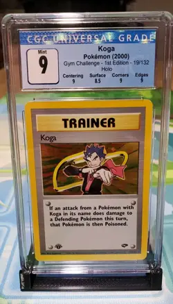 CGC Mint 9 Koga 1st Edition Holo Pokemon 19/132 Gym Challenge - Image 1