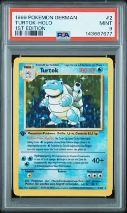 1999 Pokemon TURTOK BLASTOISE Holo Rare #2/102 1st Edition Base Set PSA 9 MINT - Image 1