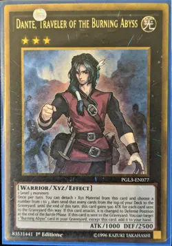 YuGiOh Dante, Traveler of the Burning Abyss Gold Rare 1st Edition PGL3-EN077 NM - Image 1