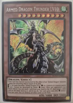 YuGiOh Armed Dragon Thunder LV10 Secret Rare 1st Edition BLVO-EN001 - Image 1