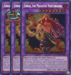 Yugioh! 3x Zoroa, the Magistus Verethragna BLMM-EN045 Secret Rare 1st Ed NM - Image 1
