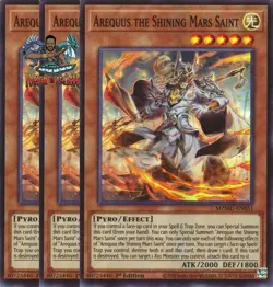 Yugioh! 3x Arequus the Shining Mars Saint MZMU-EN051 Super Rare 1st Ed NM - Image 1