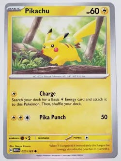 Pikachu 025/165 NM / M - 151 Scarlet Violet Pokemon Card - Naoyo Kimura Art - Image 1