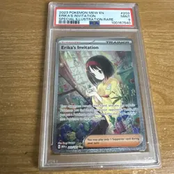 2023 POKEMON MEW EN-151 SPECIAL ILLUSTRATION RARE #203 ERIKA'S INVITATION PSA 9 - Image 1