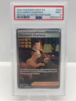 PSA 9 Giovanni’s Charisma #204 Pokemon Scarlet & Violet 151 Trainer Full Art - Image 1