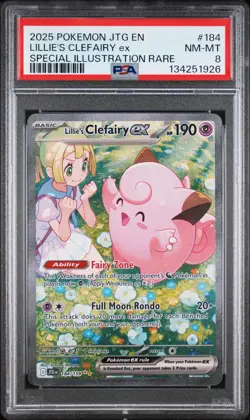 2025 POKEMON JTG EN-JOURNEY TOGETHER #184 LILLIE'S CLEFAIRY EX PSA 8 - Image 1