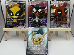 Pokemon Cosmax Holo V Wolverine Pikachu Venom Deadpool Thunder Lot x4 Fan Art - Image 1