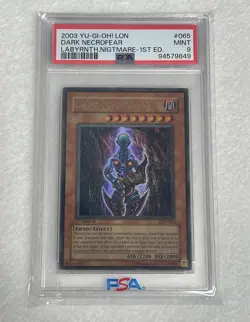 Yu-Gi-Oh! Labyrinth of Nightmare 1st Edition Dark Necrofear LON-065 PSA 9 - Image 1