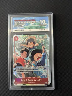 One Piece Ace & Sabo & Luffy OP13-007 Alt Art Carrying On His Will Grade ACE 10 - Image 1