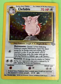 Clefable Pokemon Card TCG 1/64 Jungle Set Unlimited Holo NO PLAY NEAR MINT - Image 1