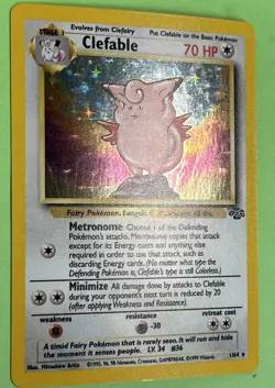Clefable Pokemon Card TCG 1/64 Jungle Set Unlimited Holo NO PLAY NEAR MINT - Image 2