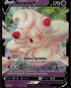 Alcremie V Ultra Rare Champion's Path 22/73 Psychic Pokemon Card TCG - Image 1