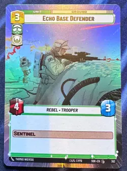 Star Wars Unlimited Spark Rebellion Echo Base Defender HYPERSPACE FOIL Card - Image 1