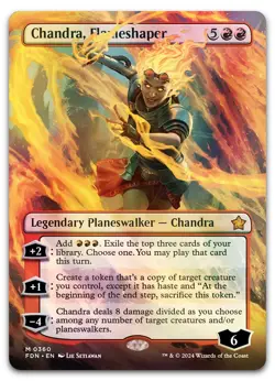 Chandra, Flameshaper (Borderless) #360 (Foil) (NM) Foundations FDN Magic MTG - Image 1