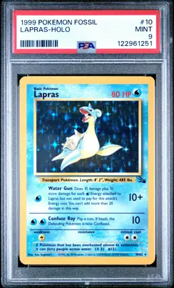 1999 POKEMON FOSSIL #10 LAPRAS-HOLO PSA 9 - Image 1