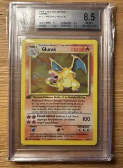 1999 Pokemon Charizard - GERMAN Glurak 1st Edition Base Set Holo BGS 8.5 - Image 1