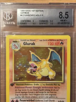 1999 Pokemon Charizard - GERMAN Glurak 1st Edition Base Set Holo BGS 8.5 - Image 3