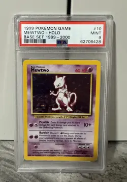 1999-2000 Pokemon Base Set 4th Print Mewtwo Holo 10/102 PSA 9 Mint - Image 1