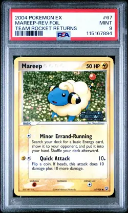 2004 POKEMON EX TEAM ROCKET RETURNS #67 MAREEP-REVERSE FOIL PSA 9 - Image 1