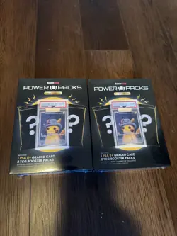 SET OF 2 Gamestop Pokemon Power Packs - 2 TCG Booster Packs 1 PSA 8+ Graded Card - Image 1