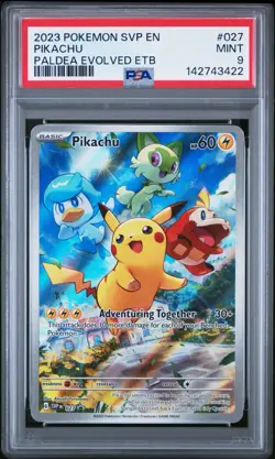 Pokemon Pikachu 027 Sv: Scarlet & Violet Promo Cards Holo PSA 9 - Image 1