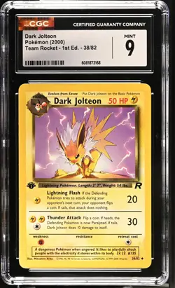 CGC 9 MINT Dark Jolteon Team Rocket 1st Edition 38/82 Pokemon Card - Image 1